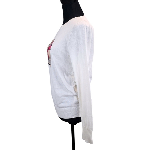 NWT Banana Republic Frenchie Intarsia Sweater Sz XS Cream Lightweight Puppy Dog - Picture 4 of 15